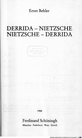 Derrida - Nietzsche, Nietzsche - Derrida