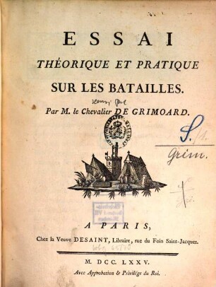 Essai theoretique et pratique sur les batailles