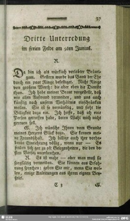 Dritte Unterredung im freien Felde am 9ten Junius