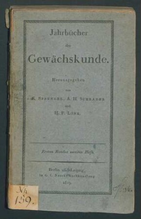 Jahrbücher der Gewächskunde ... Bd 1,2