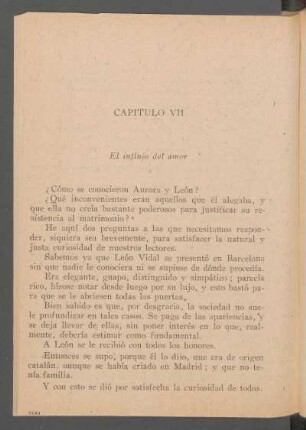Capítulo VII - El influjo del amor