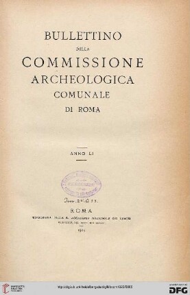51: Bullettino della Commissione Archeologica Comunale di Roma
