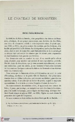 2.Ser. 7.1869: Le chateau de Bernstein : Note Préliminaire
