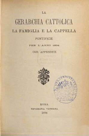 La gerarchia cattolica. 1894