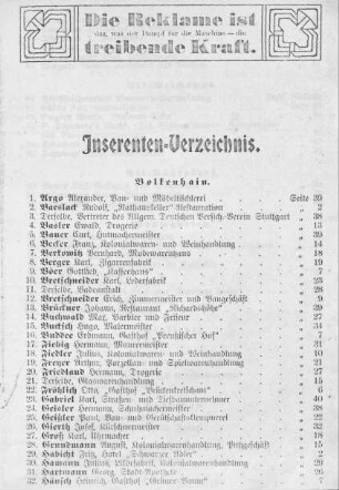 Inserenten-Verzeichnis