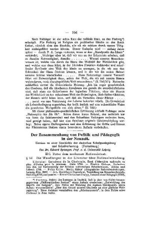Der Zusammenhang von Politik und Pädagogik in der Neuzeit : Umrisse zu einer Geschichte der deutschen Schulgesetzgebung und Schulverfassung ; (Fortsetzung)