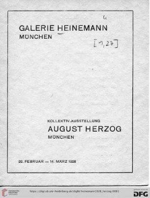 Kollektiv-Ausstellung August Herzog, München : 22. Februar - 14. März 1928