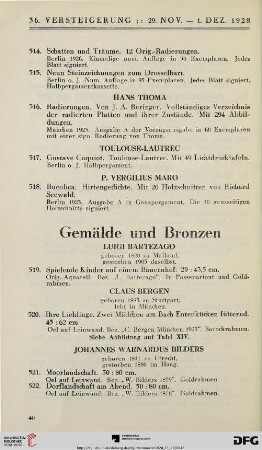 Gemälde und Bronzen (Nr. 519-626)