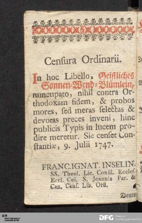 Censura Ordinarii.