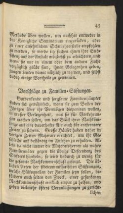 Vorschläge zu Familien-Stiftungen.