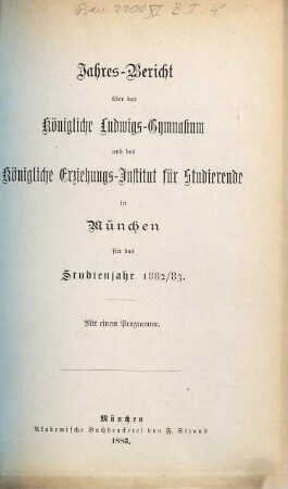 Jahresbericht .... 1882/83