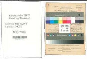 Entnazifizierung Walter Sorg , geb. 07.12.1901 (Bahnrat)