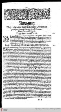 Anzeigung woher obgesetzte Constitutionen und Ordnungen gelangent