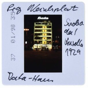 Prag, Wenzelsplatz,Prag, Bata-Haus : Nachtansicht