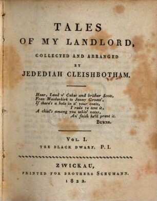 Tales of my landlord, 1. The black dwarf ; p. 1