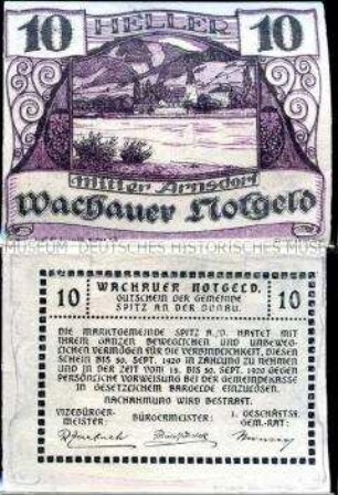 Spitz, Mitter Arnsdorf, Wachau,Niederösterreich 10 Heller