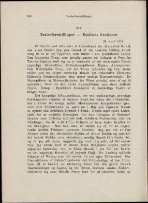 XIV Teaterforestillinger - Kostbare Ovationer