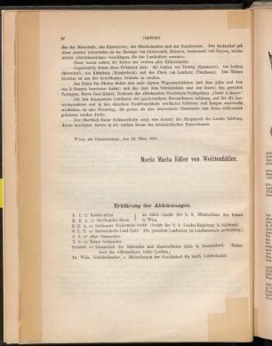 Erklärung der Abkürzungen.
