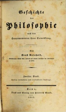 Geschichte der Philosophie nach den Hauptmomenten ihrer Entwicklung, 2