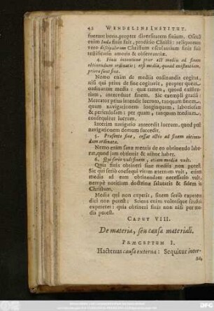 Caput VIII. De materia, seu causa materiali.