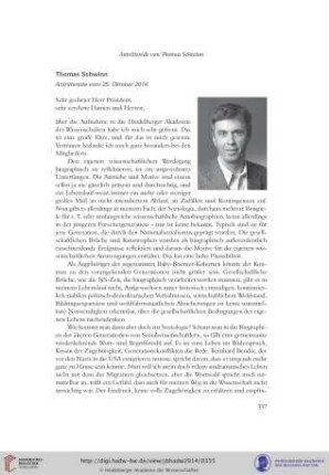 Thomas Schwinn : Antrittsrede vom 25. Oktober 2014