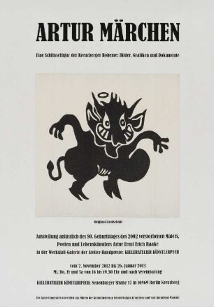 Ausstellungsplakat "Artur Märchen, Eine Schlüsselfigur der Kreuzberger Boheme: Bilder, Grafiken und Dokumente", 2012
