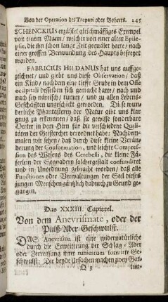Das XXXIII. Capittel. Von dem Anevrismate, oder der Pulß-Ader-Geschwulst.