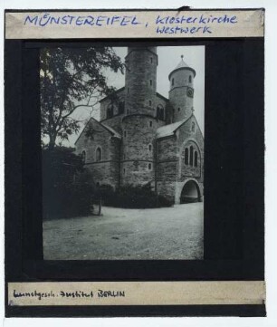 Bad Münstereifel, Stiftskirche St. Chrysanthus und Daria : Westbau von NW