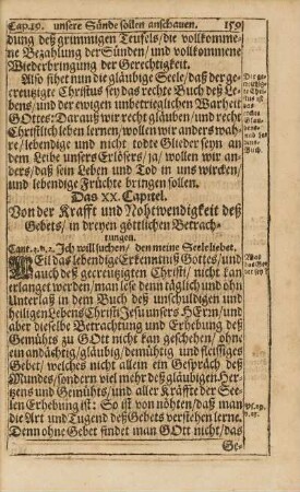 Cap. XX. Von der Krafft und Nothwendigkeit deß Gebets, in dreyen göttlichen Betrachtungen