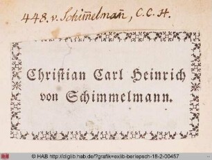 Exlibris des Christian Carl Heinrich von Schimmelmann