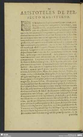 Aristoteles De Perfecto Magisterio