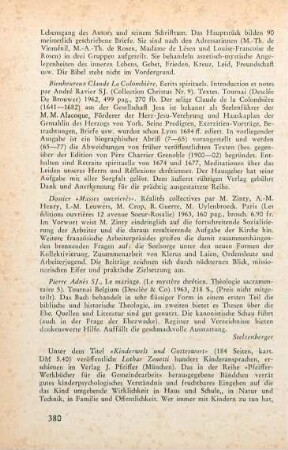 380 [Rezension] Bienheureux Claude La Colombière, Éerits spirituels