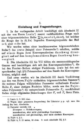 I. Einleitung und Fragestellung.