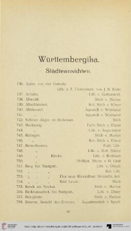 Württembergika (Nr. 736-1533)