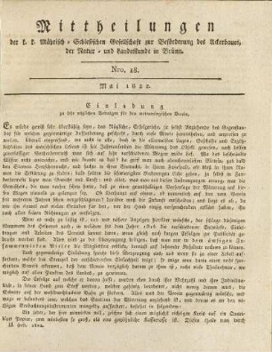 18.1822: Mittheilungen. Nro. 18. Mai 1822.