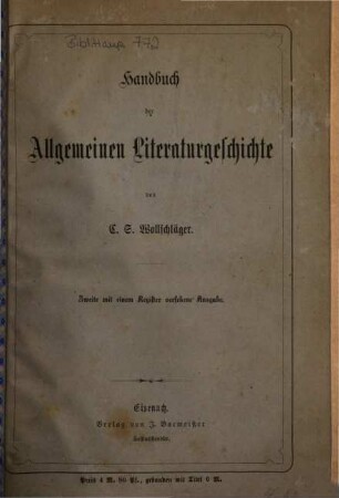 Handbuch der allgemeinen Literaturgeschichte