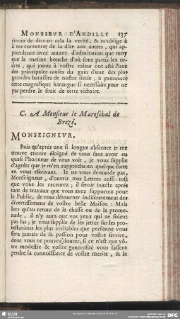 C. A Monsieur le Mareschal de Brezé - CXLIX. A Monsieur le Marquis de Lyancour