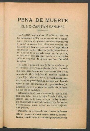 Pena de muerta : El ex-capitán Sánchez