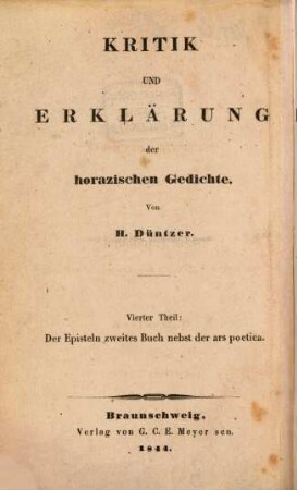 Kritik und Erklärung der Episteln des Horaz : Ein Handbuch zur tiefern Auffassung der Episteln des Horaz, 2