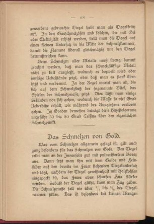 Das Schmelzen von Gold.