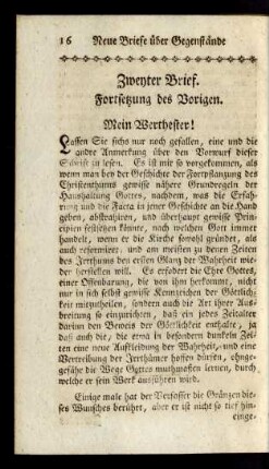 Zweyter Brief. Fortsetzung des Vorigen