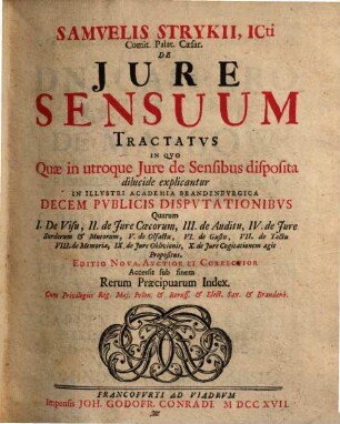De jure sensuum tractatus : in quo quae in utroque jure de sensibus disposita dilucide explicantur