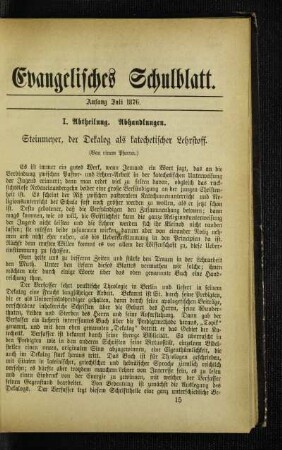 Steinmeyer, der Dekalog als katechetischer Lehrstoff