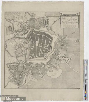 Plan von Leipzig der Stadt und denen Vorstaedten