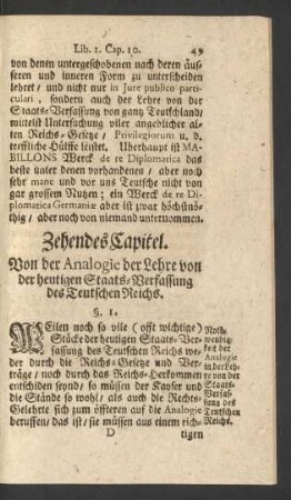 Zehendes Capitel. Von der Analogie der Lehre von der heutigen Staats-Verfassung des Teutschen Reichs