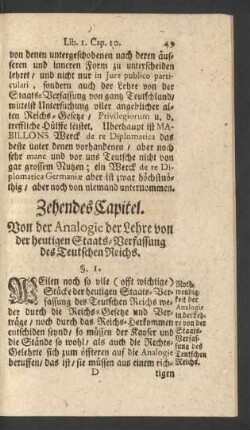 Zehendes Capitel. Von der Analogie der Lehre von der heutigen Staats-Verfassung des Teutschen Reichs