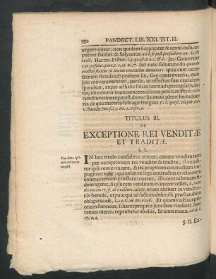 Titulus III. De Exceptione Rei Venditae Et Traditae