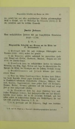 Zweiter Zeitraum. Vom westphälischen Frieden bis zur französischen Revolution 1648-1789