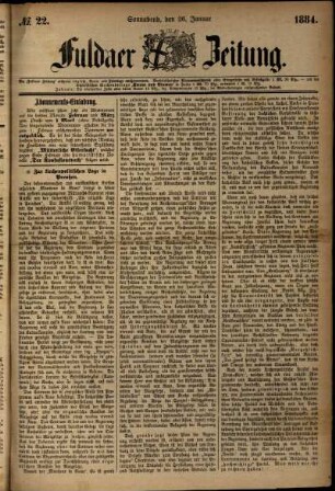 Ausgabe vom Samstag, den 26. Januar 1884.