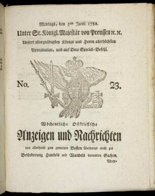No. 23. Montags, den 3ten Junii 1782